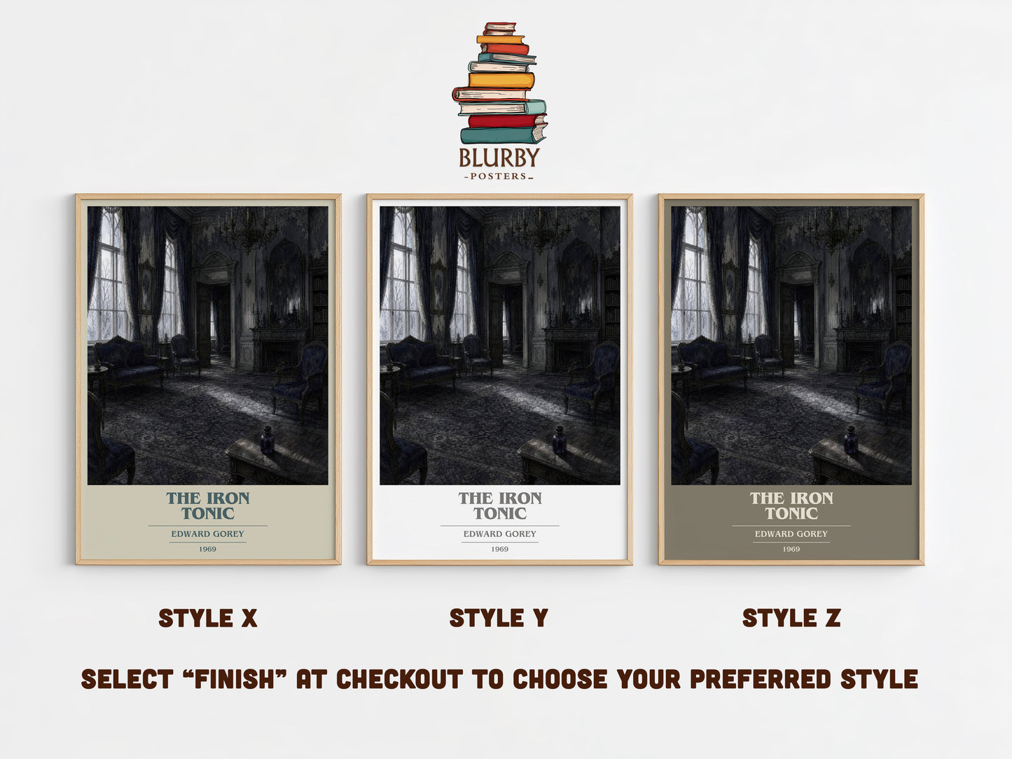 The Iron Tonic book cover print in frame leaning in hallway – childrens wall art