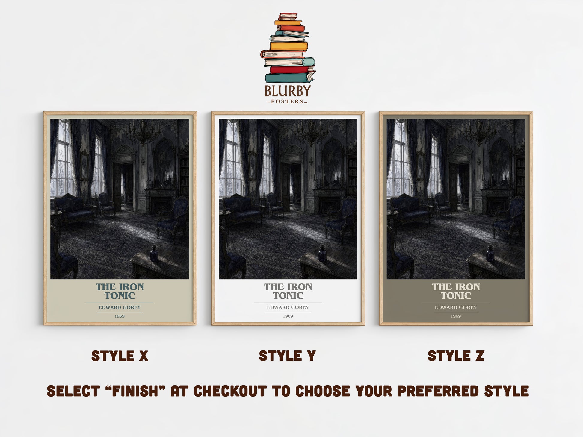 The Iron Tonic book cover print in frame leaning in hallway – childrens wall art
