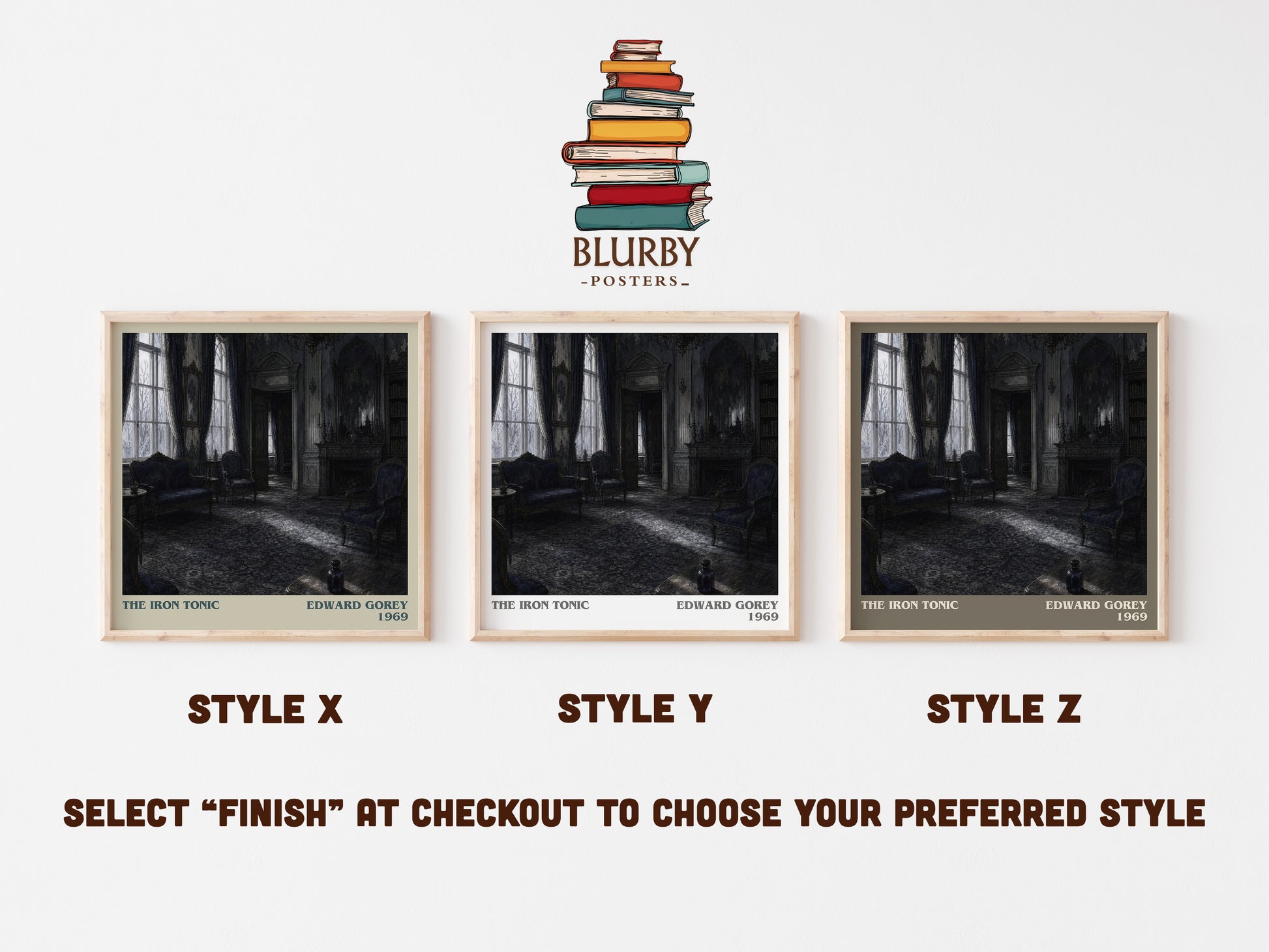 The Iron Tonic literary print in frame leaning in hallway – childrens wall art
