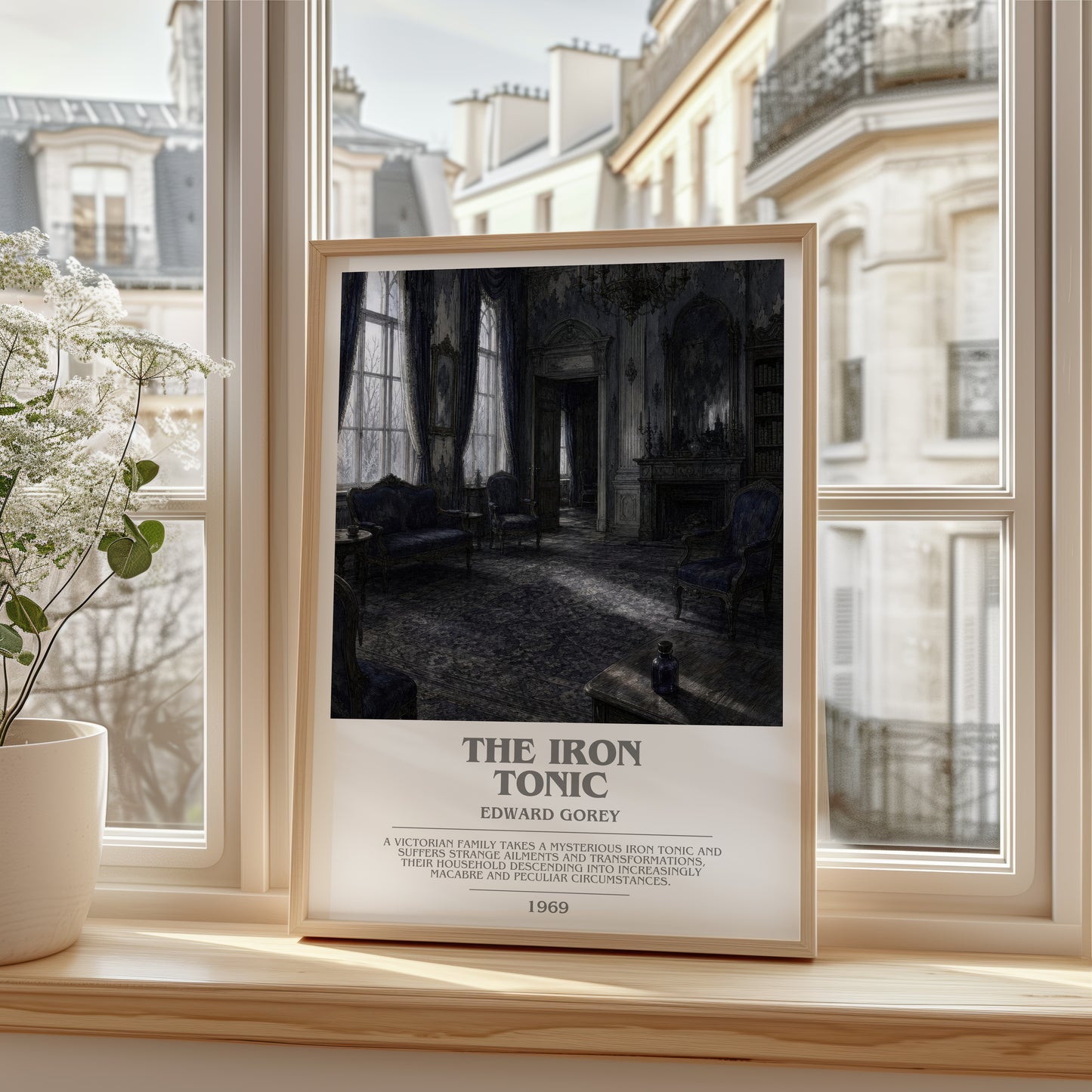 The Iron Tonic bookish poster colour and style options – Edward Gorey book art