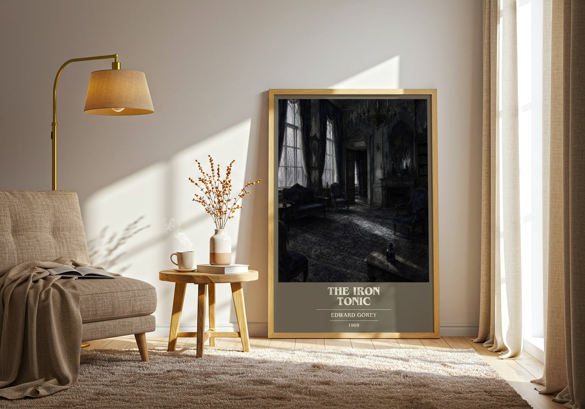 The Iron Tonic book cover print on bookshelf – Edward Gorey fan gift