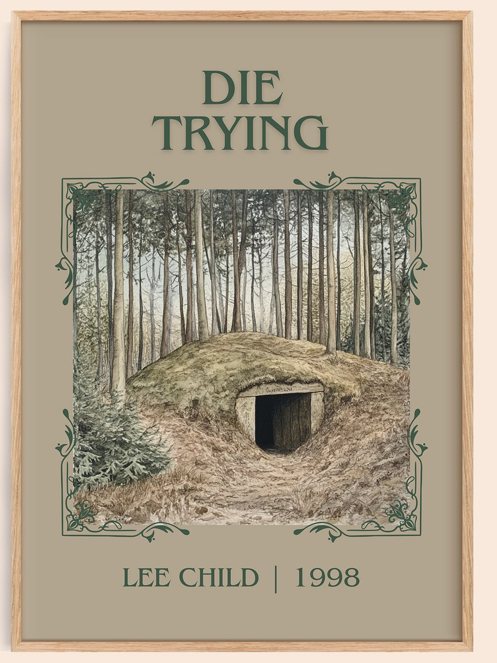 Die Trying classic book art book poster by Lee Child – framed literary art print