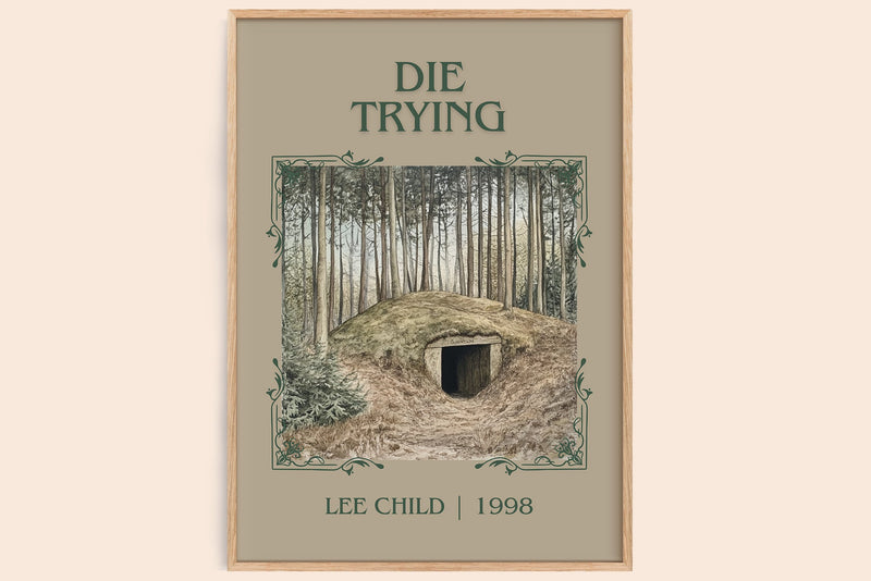 Die Trying classic book art book poster by Lee Child – framed literary art print