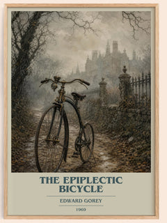The Epiplectic Bicycle book cover book poster by Edward Gorey – framed literary art print