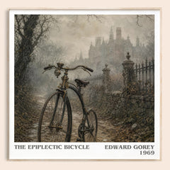 The Epiplectic Bicycle literary book poster by Edward Gorey – framed literary art print