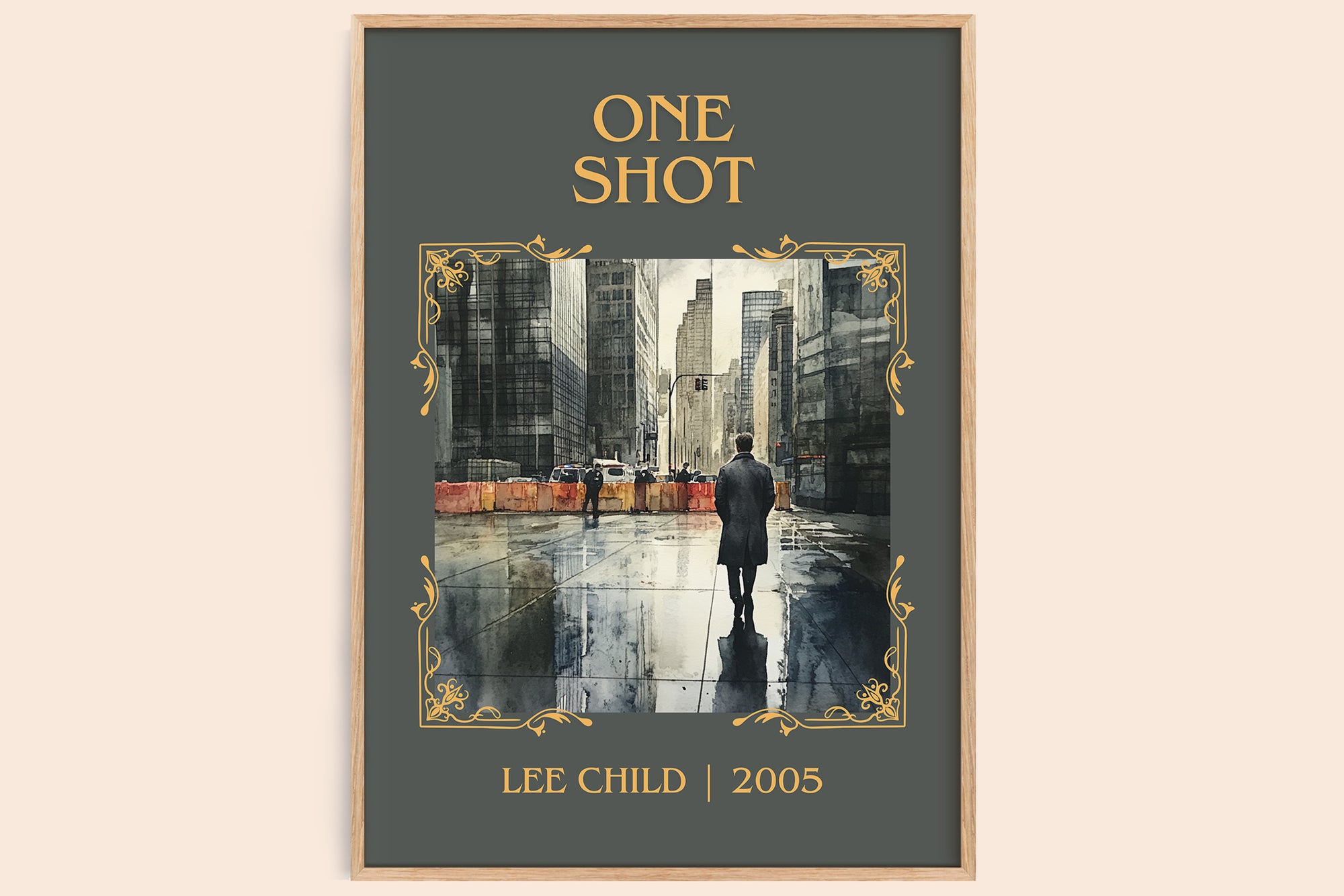 One Shot classic book art book poster by Lee Child – framed literary art print