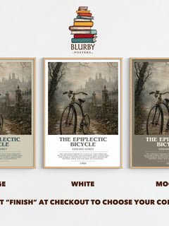 The Epiplectic Bicycle bookish print framed by window – literary home decor