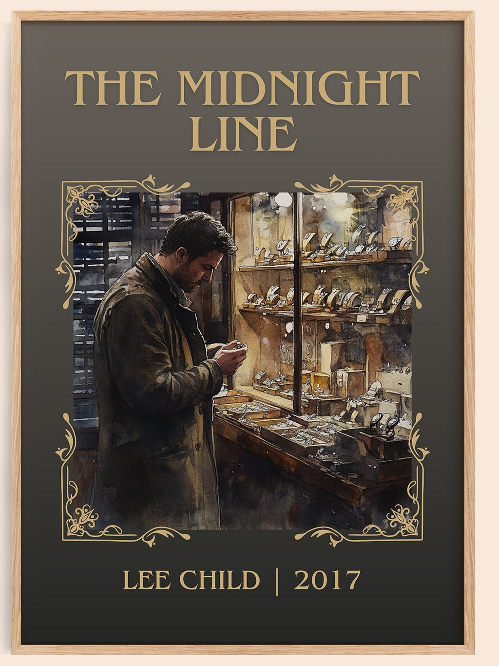The Midnight Line classic book art book poster by Lee Child – framed literary art print