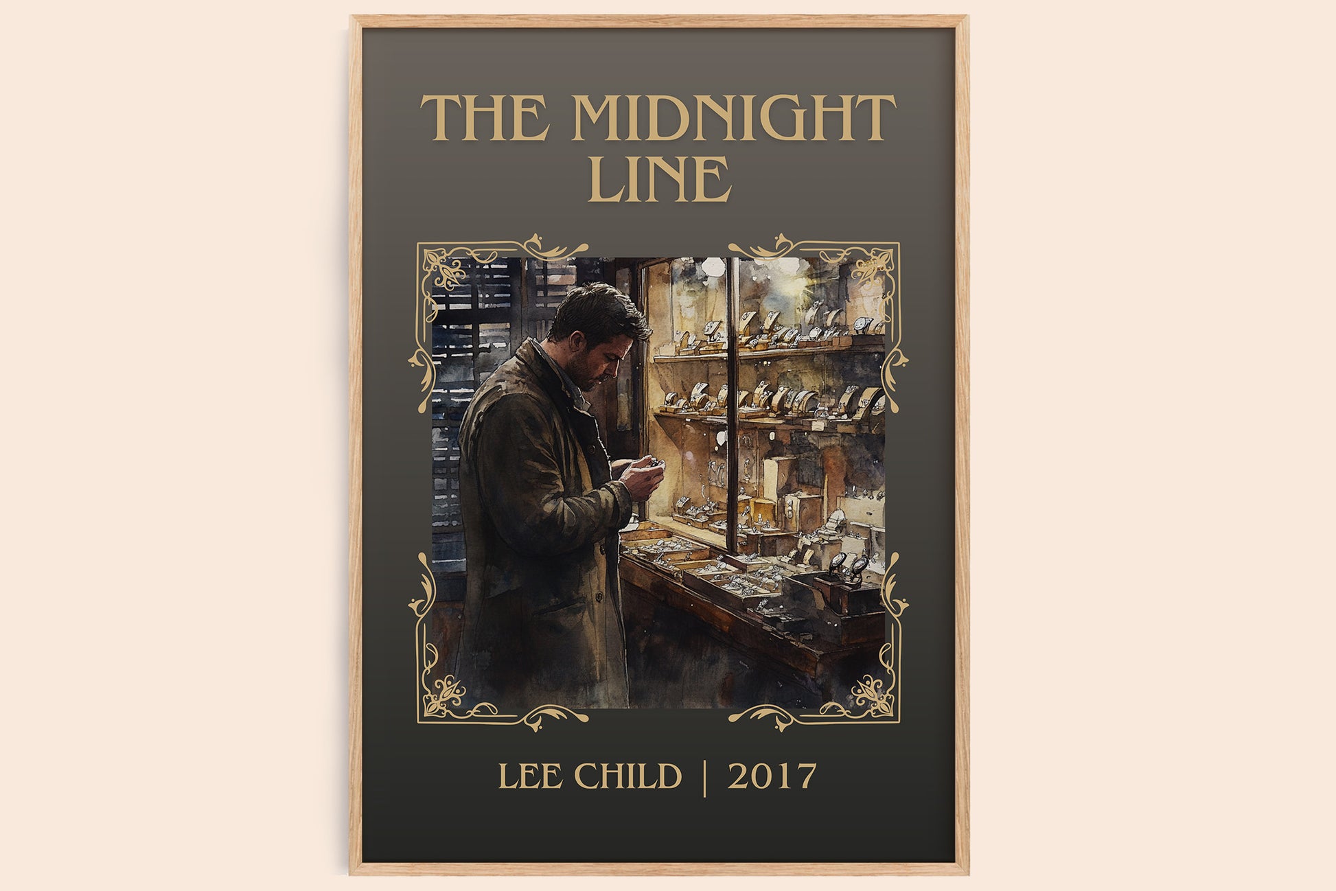 The Midnight Line classic book art book poster by Lee Child – framed literary art print
