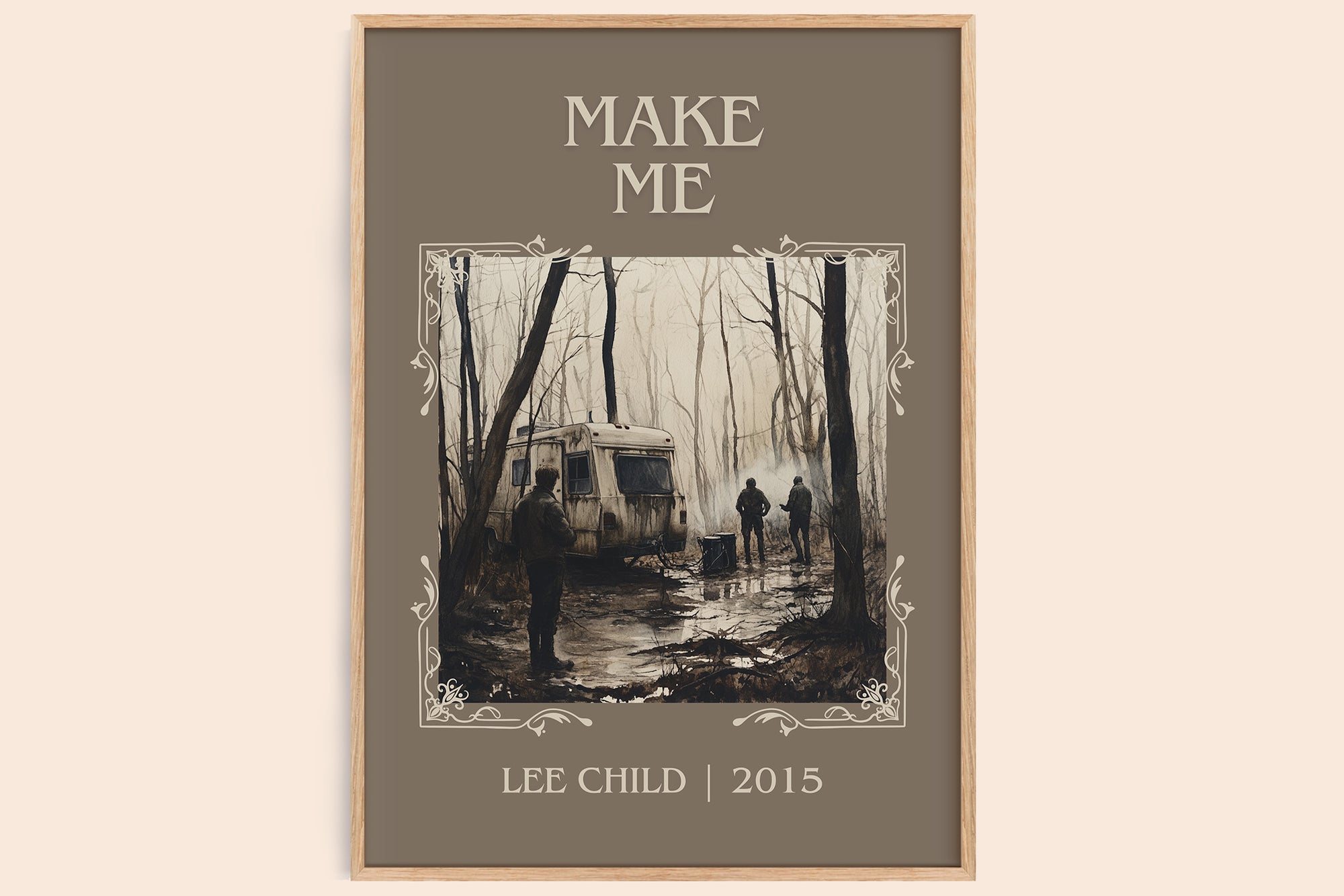 Make Me classic book art book poster by Lee Child – framed literary art print