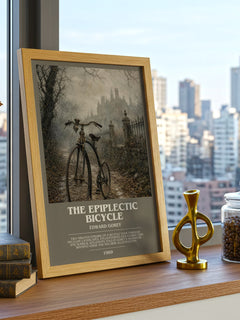 The Epiplectic Bicycle bookish poster colour and style options – Edward Gorey book art