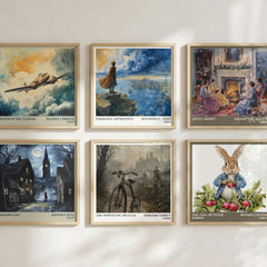 The Epiplectic Bicycle literary print in frame leaning in hallway – childrens wall art