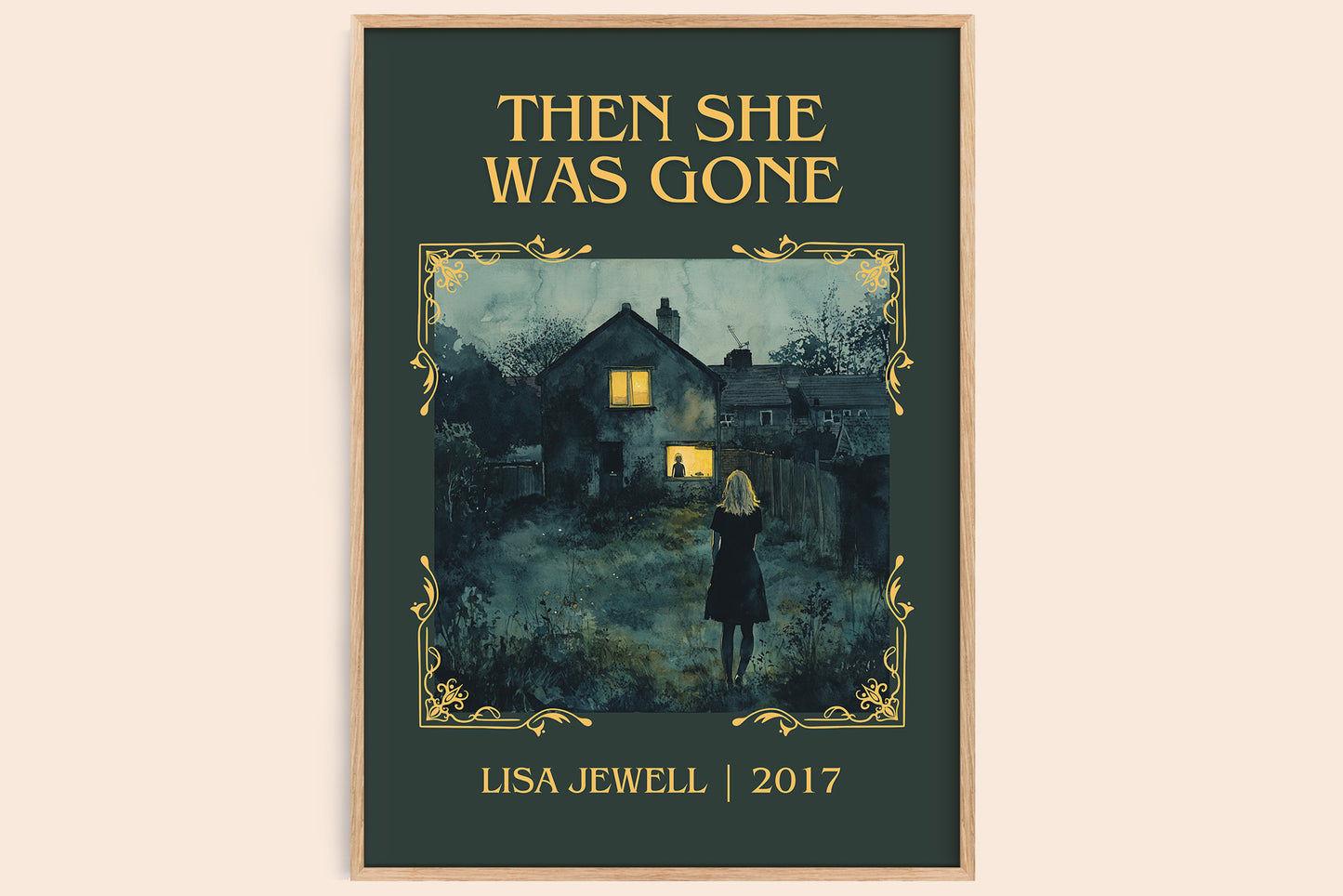 Then She Was Gone classic book art book poster by Lisa Jewell – framed literary art print