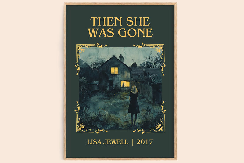 Then She Was Gone classic book art book poster by Lisa Jewell – framed literary art print