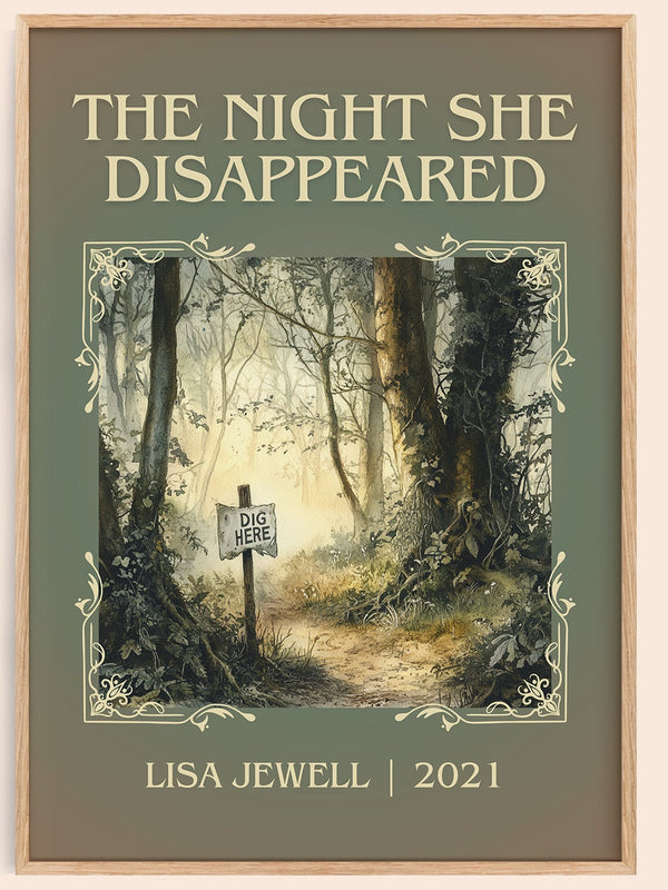 The Night She Disappeared classic book art book poster by Lisa Jewell – framed literary art print