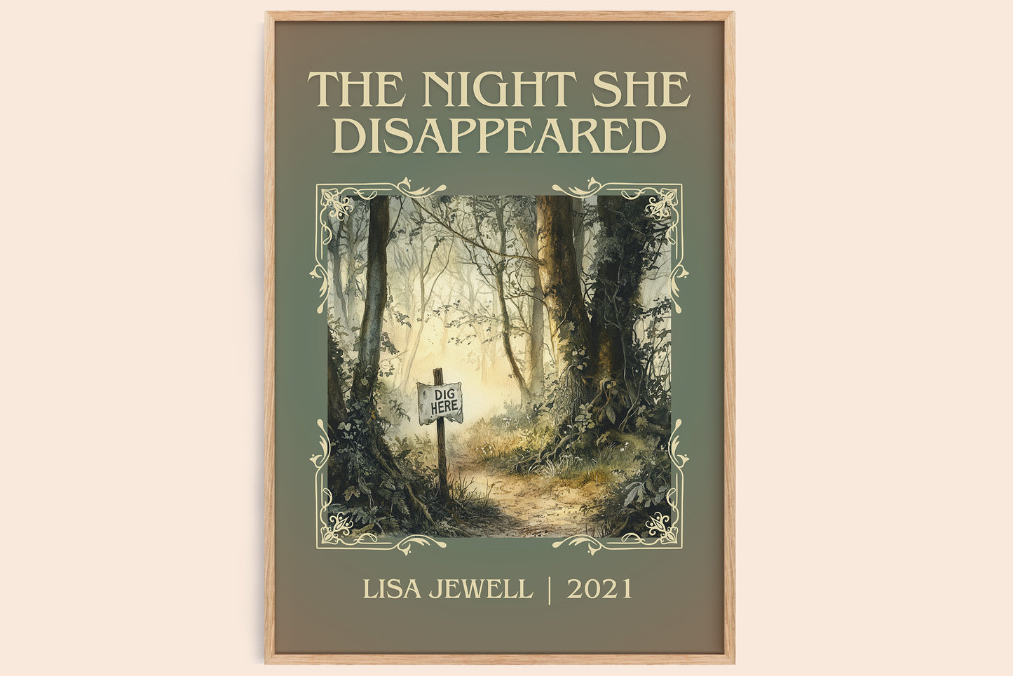 The Night She Disappeared classic book art book poster by Lisa Jewell – framed literary art print