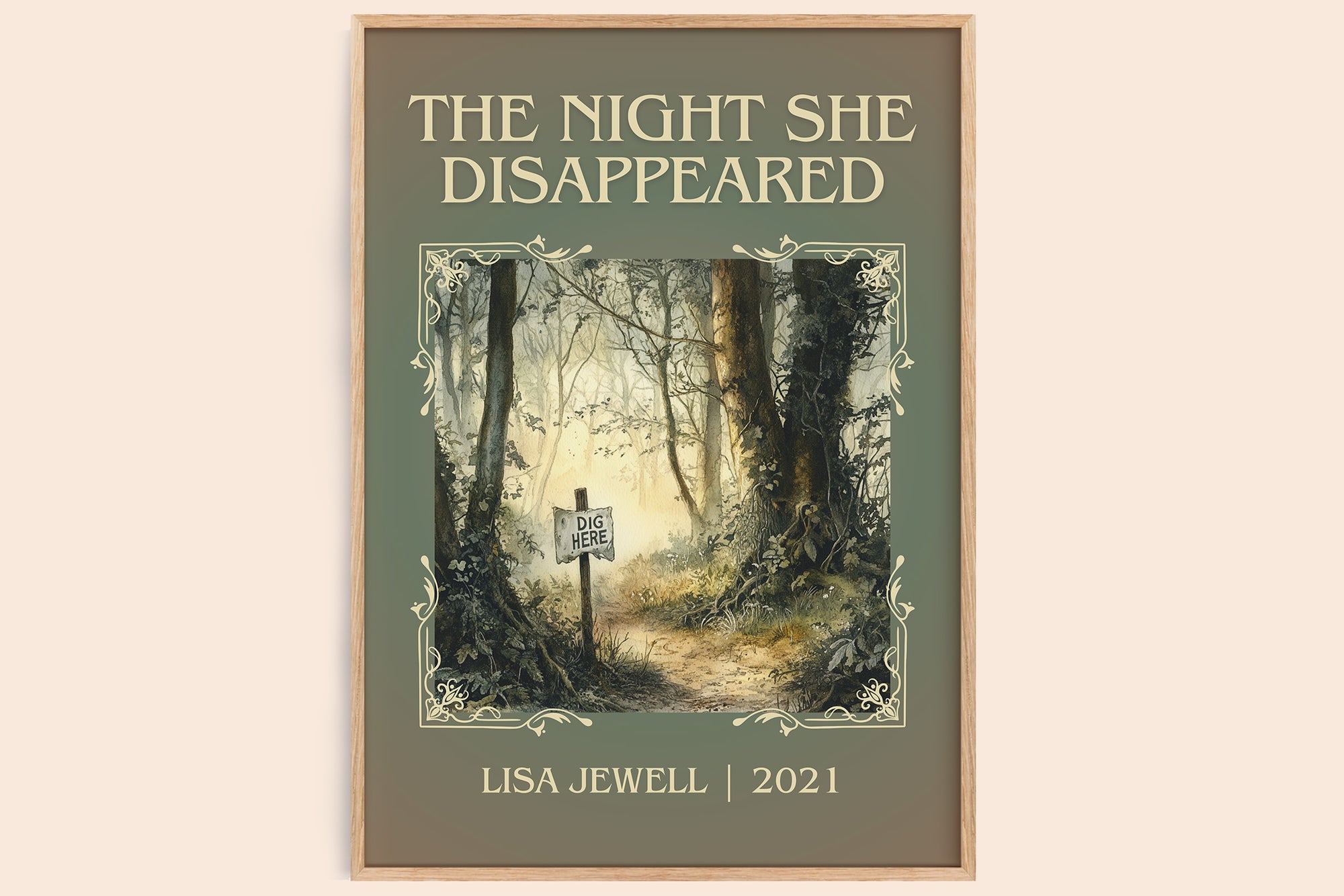 The Night She Disappeared classic book art book poster by Lisa Jewell – framed literary art print