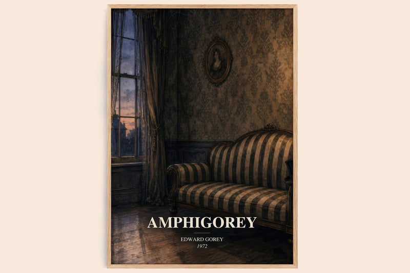 Amphigorey watercolour book poster by Edward Gorey – framed literary art print