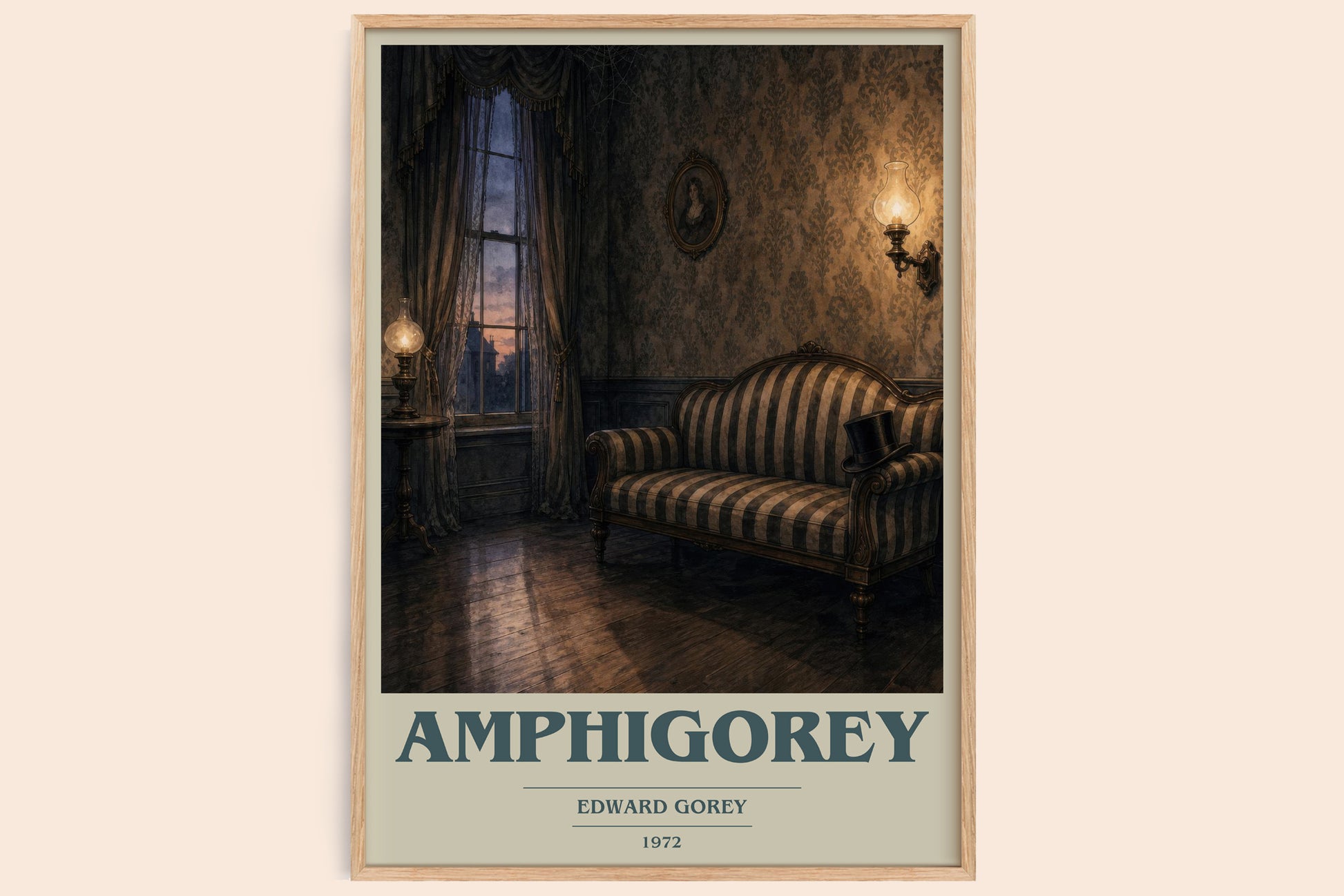 Amphigorey book cover book poster by Edward Gorey – framed literary art print