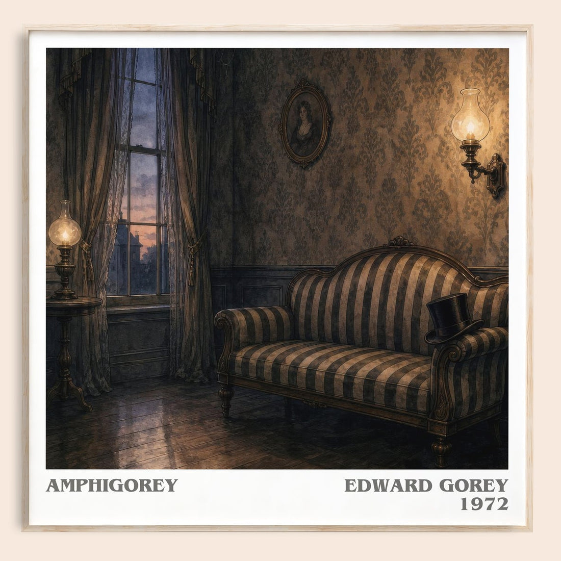 Amphigorey literary book poster by Edward Gorey – framed literary art print