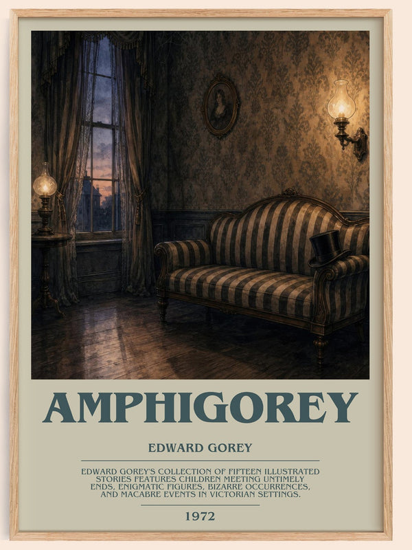 Amphigorey bookish book poster by Edward Gorey – framed literary art print