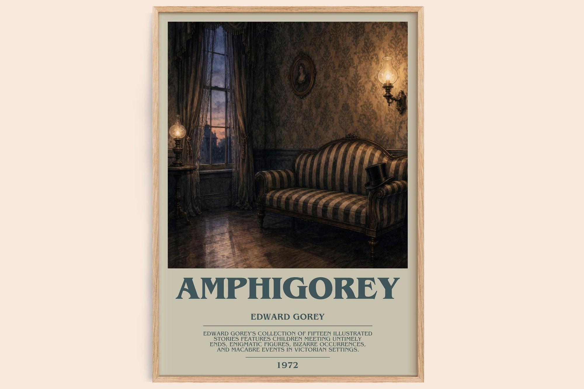 Amphigorey bookish book poster by Edward Gorey – framed literary art print