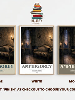 Amphigorey book cover print framed by window – literary home decor