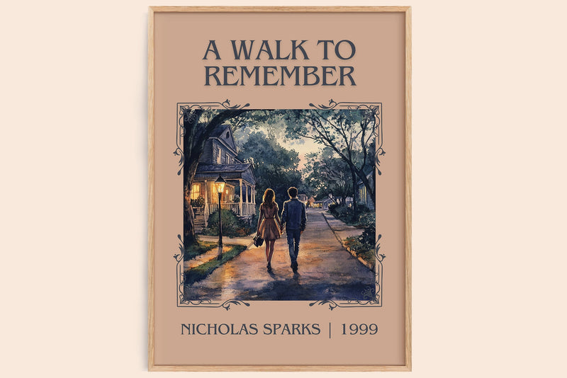 A Walk to Remember classic book art book poster by Nicholas Sparks – framed literary art print