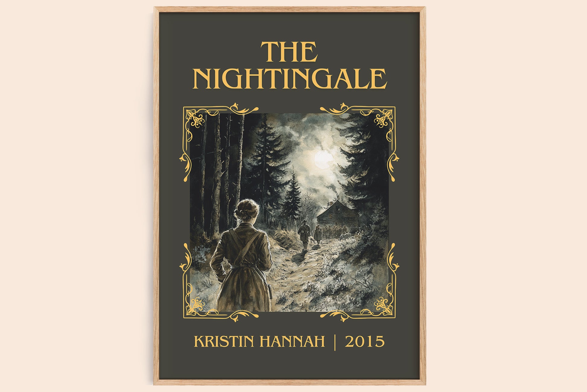The Nightingale classic book art book poster by Kristin Hannah – framed literary art print