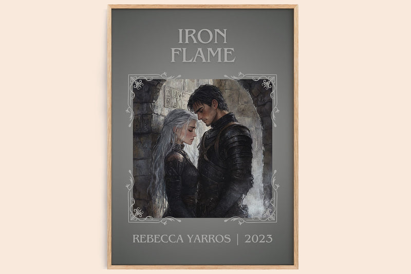 Iron Flame classic book art book poster by Rebecca Yarros – framed literary art print