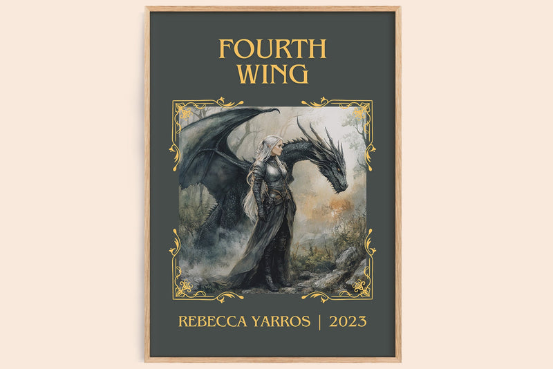 Fourth Wing classic book art book poster by Rebecca Yarros – framed literary art print