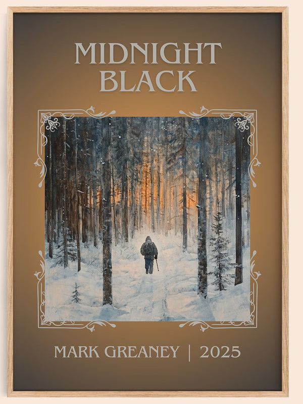 Midnight Black classic book art book poster by Mark Greaney – framed literary art print