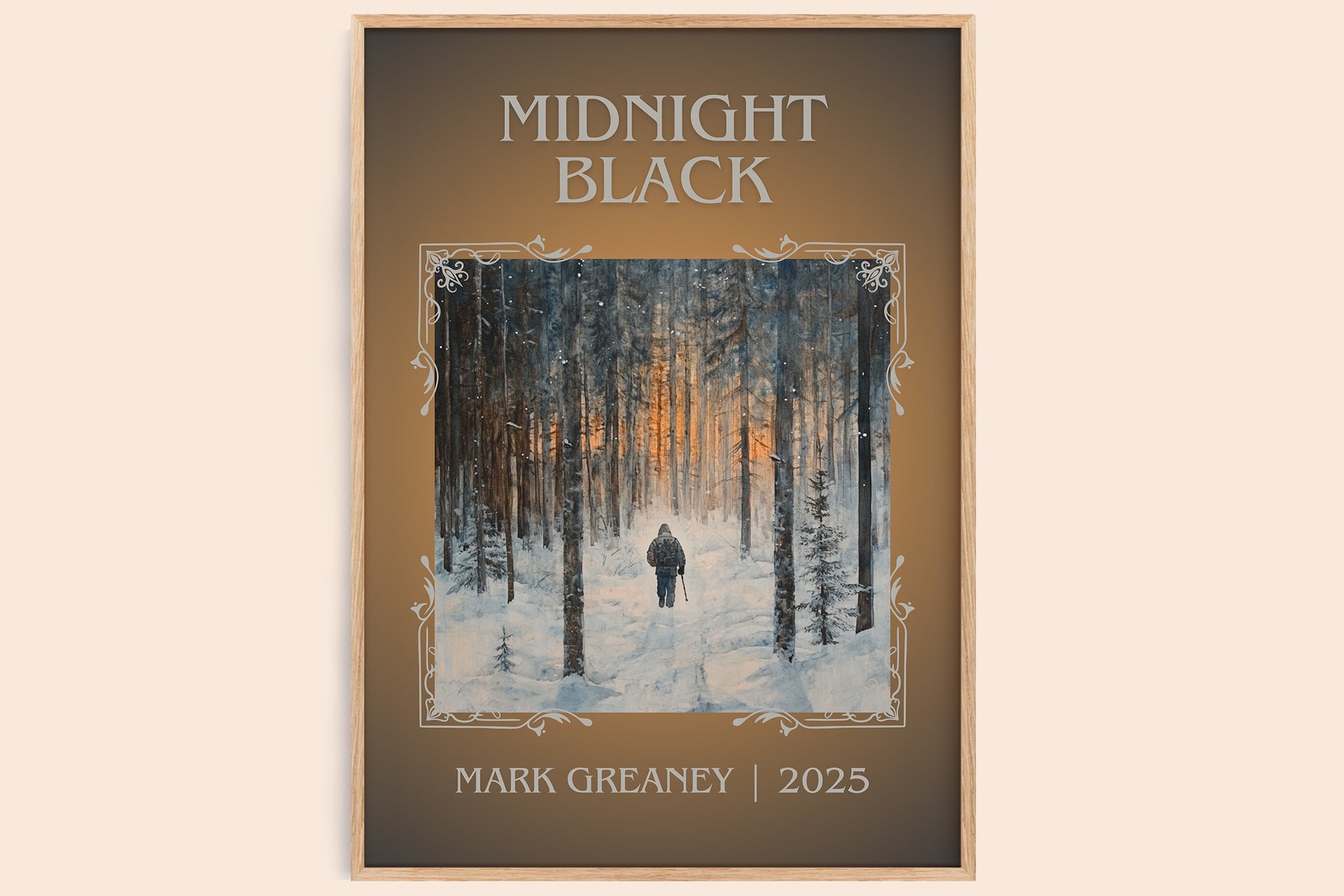 Midnight Black classic book art book poster by Mark Greaney – framed literary art print