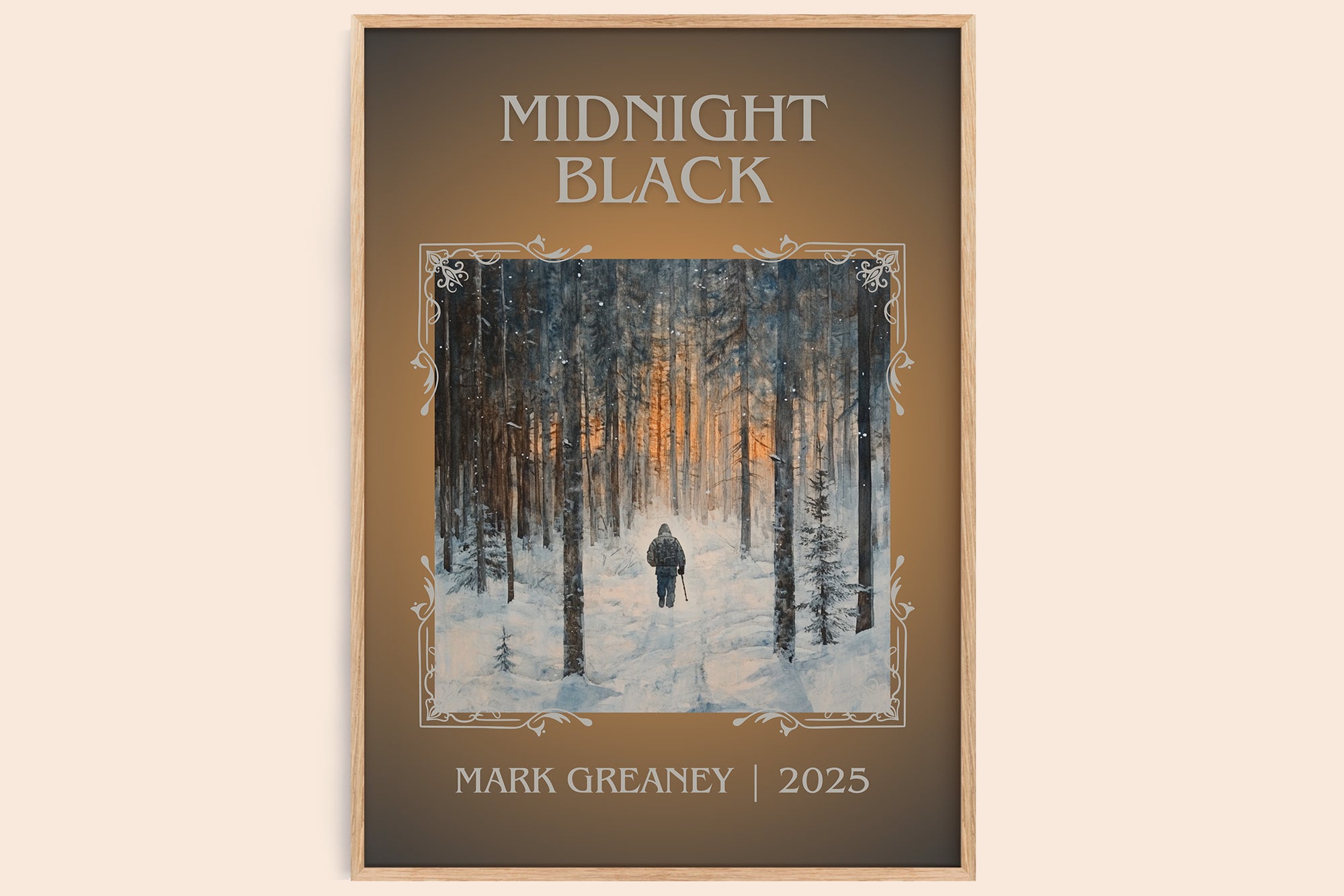 Midnight Black classic book art book poster by Mark Greaney – framed literary art print