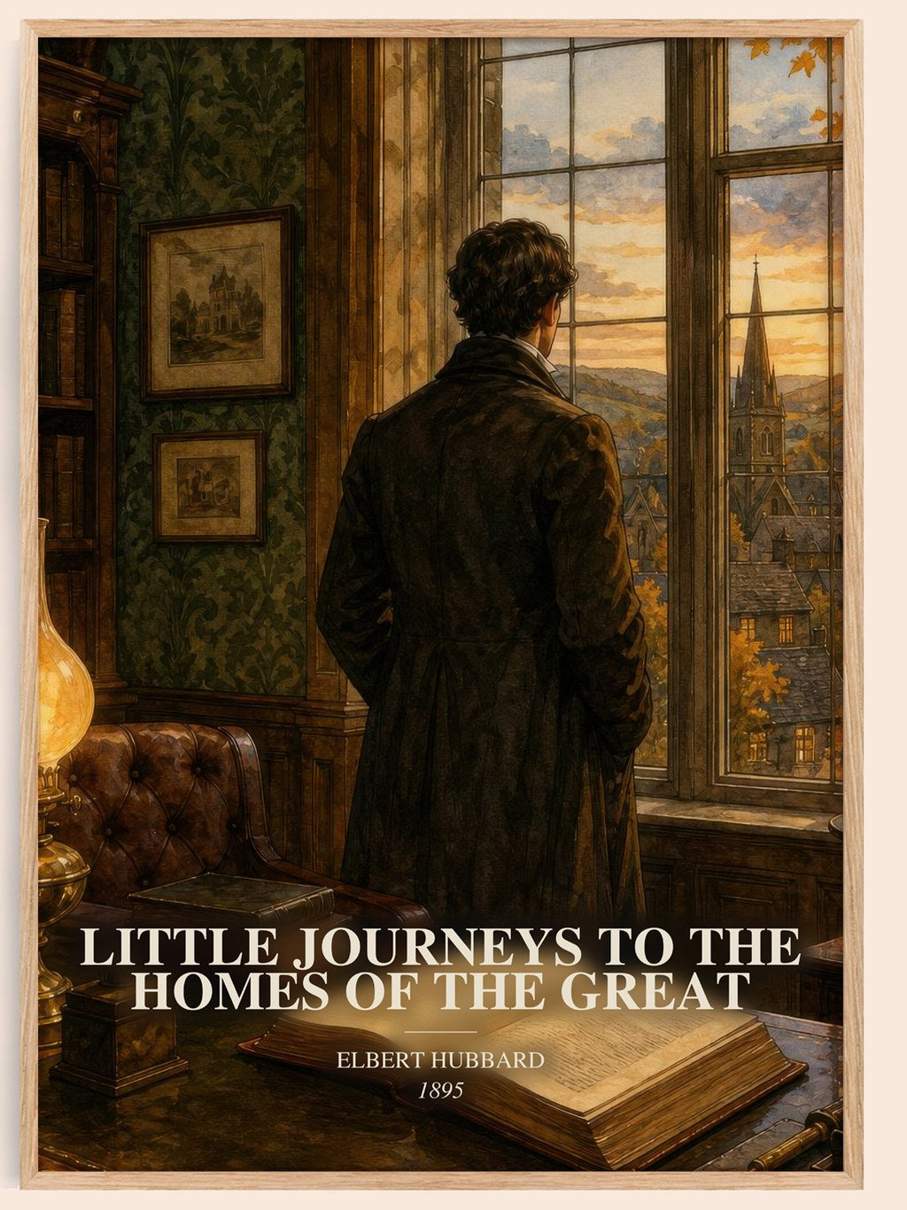 Little Journeys To The Homes Of The Great watercolour book poster by Elbert Hubbard – framed literary art print
