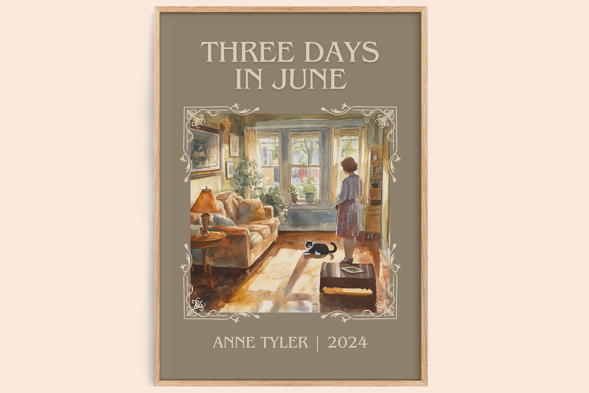 Three Days In June classic book art book poster by Anne Tyler – framed literary art print