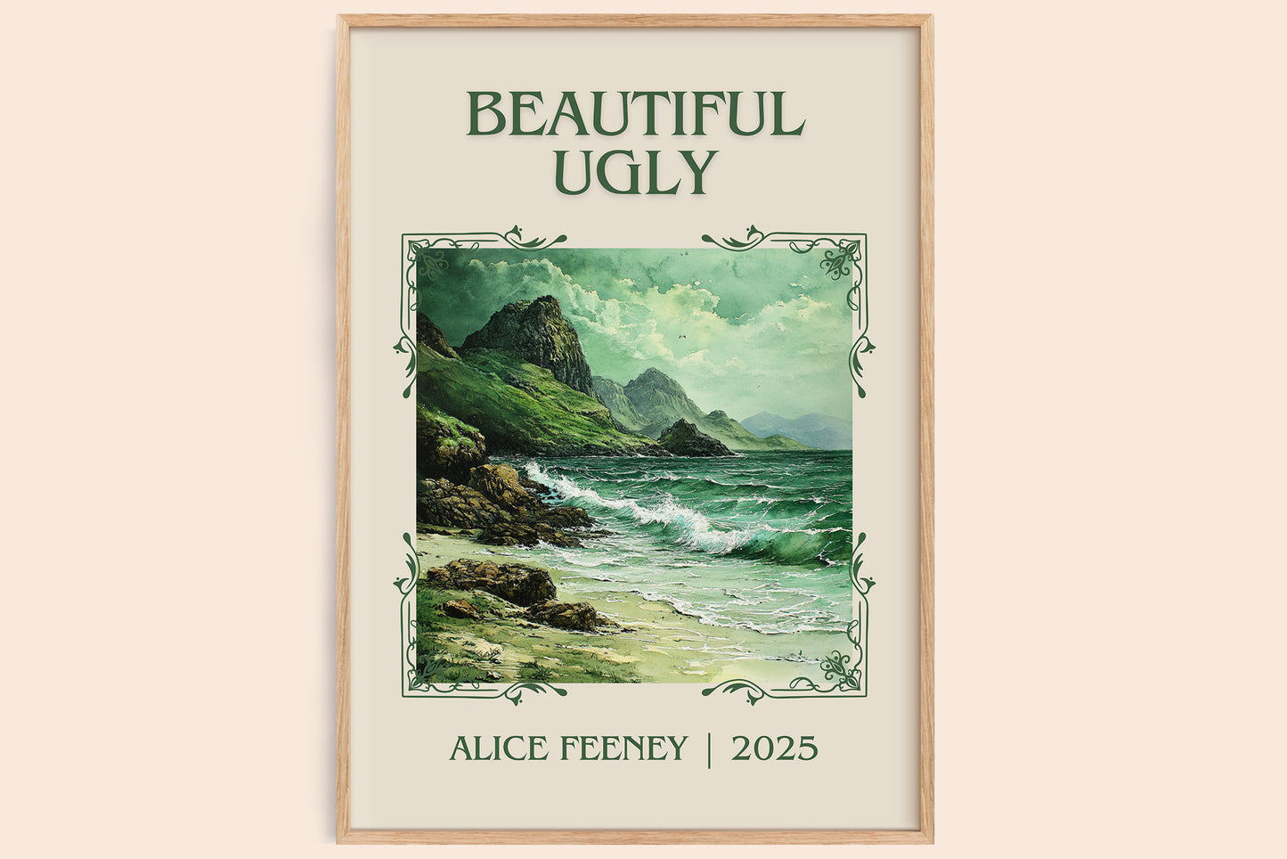 Beautiful Ugly classic book art book poster by Alice Feeney – framed literary art print