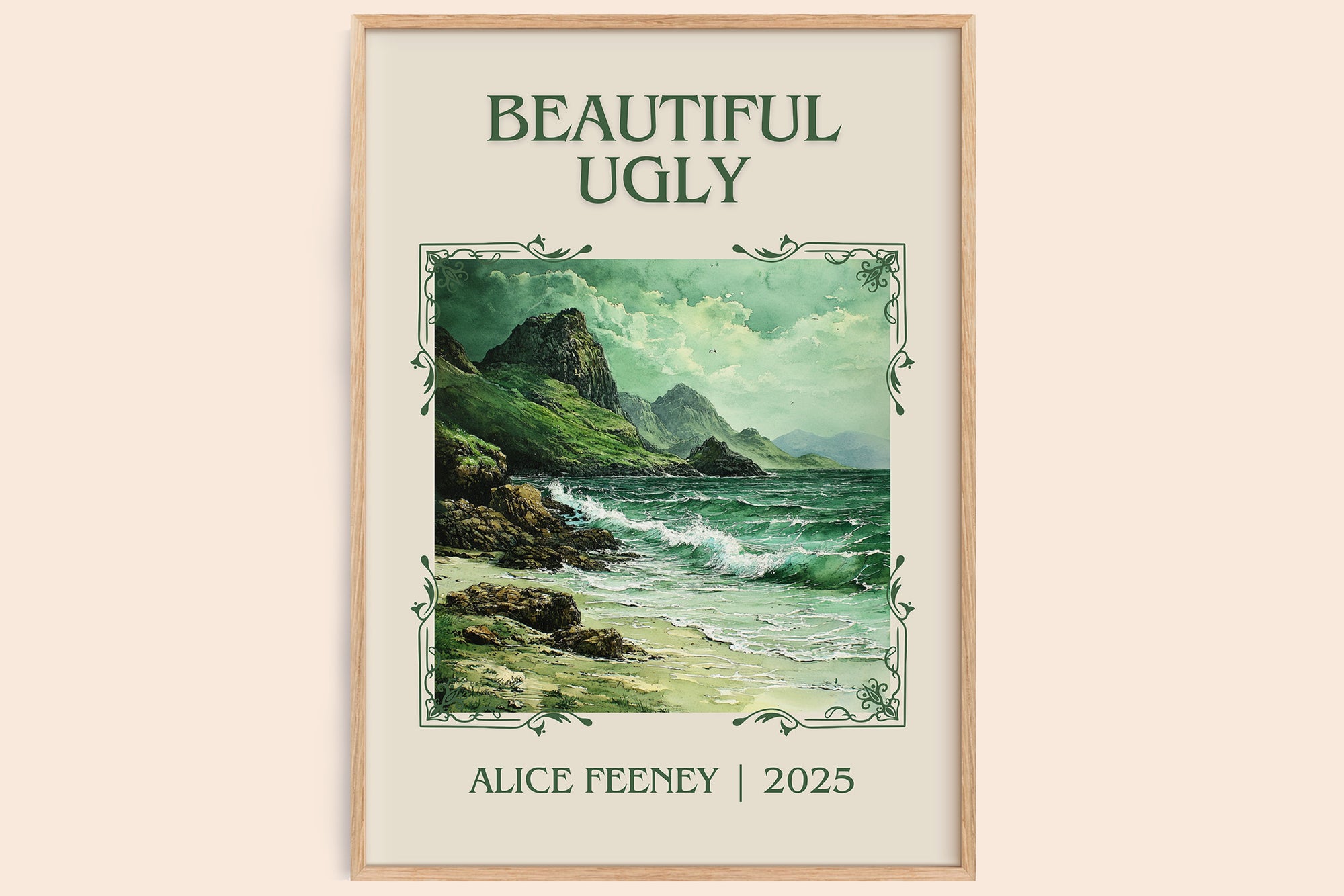 Beautiful Ugly classic book art book poster by Alice Feeney – framed literary art print