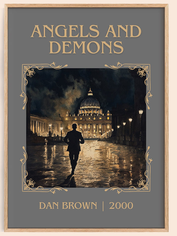 Angels And Demons classic book art book poster by Dan Brown – framed literary art print