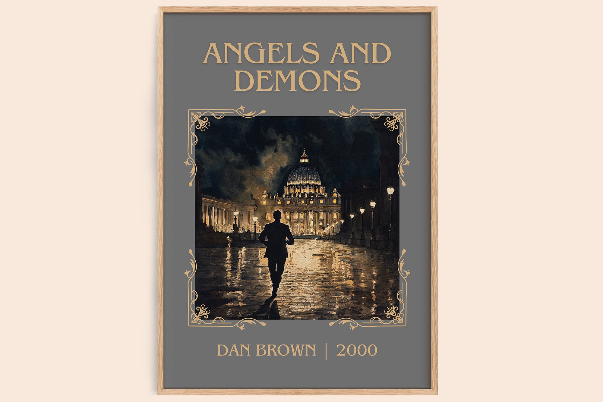 Angels And Demons classic book art book poster by Dan Brown – framed literary art print