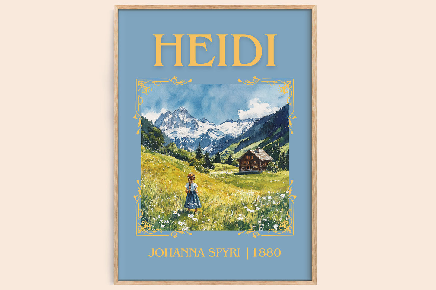 Heidi classic book art book poster by Johanna Spyri – framed literary art print