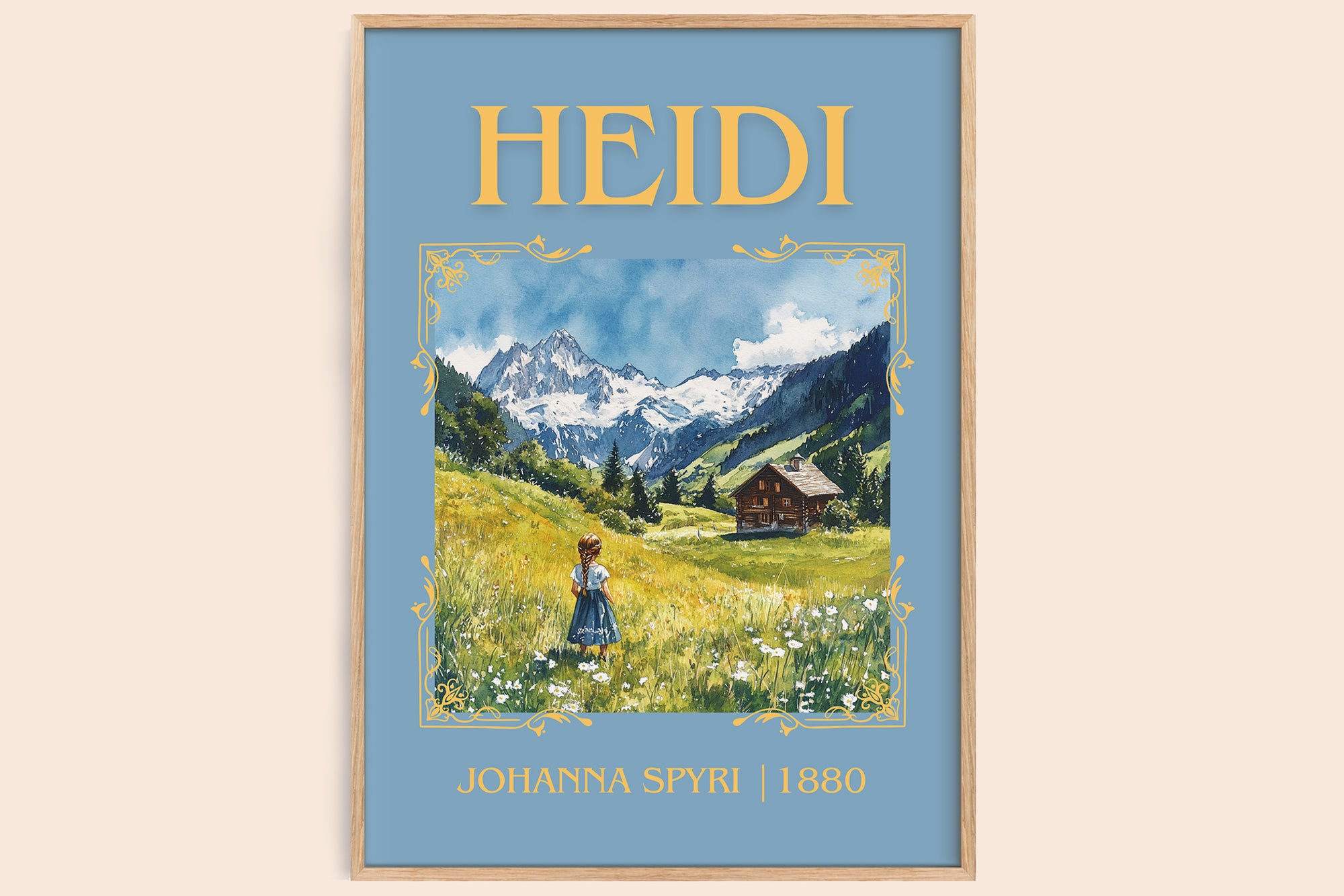 Heidi classic book art book poster by Johanna Spyri – framed literary art print