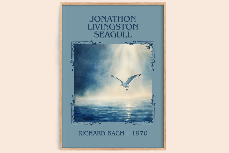 Jonathan Livingston Seagull classic book art book poster by RICHARD BACH – framed literary art print