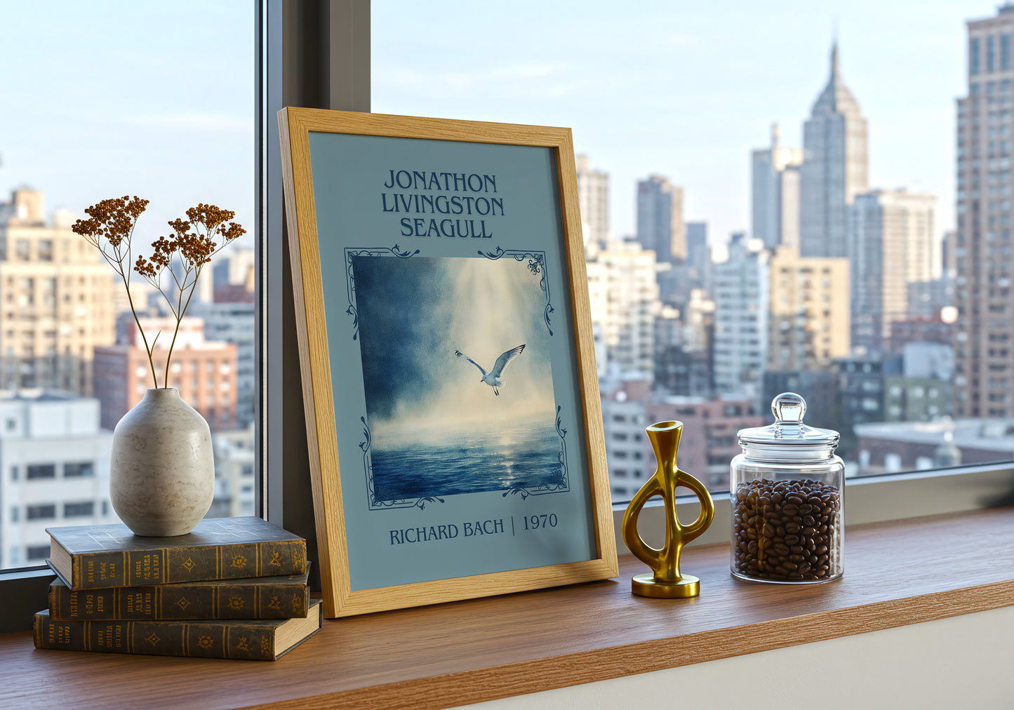 Jonathan Livingston Seagull classic book art print paper finish options – matte satin gloss