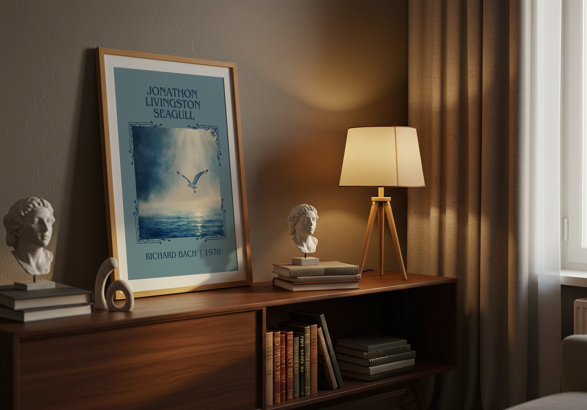 Jonathan Livingston Seagull classic book art book poster framed on wall – literary fiction wall art