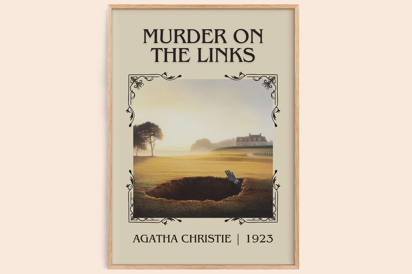 The Murder on the Links classic book art book poster by Agatha Christie – framed literary art print