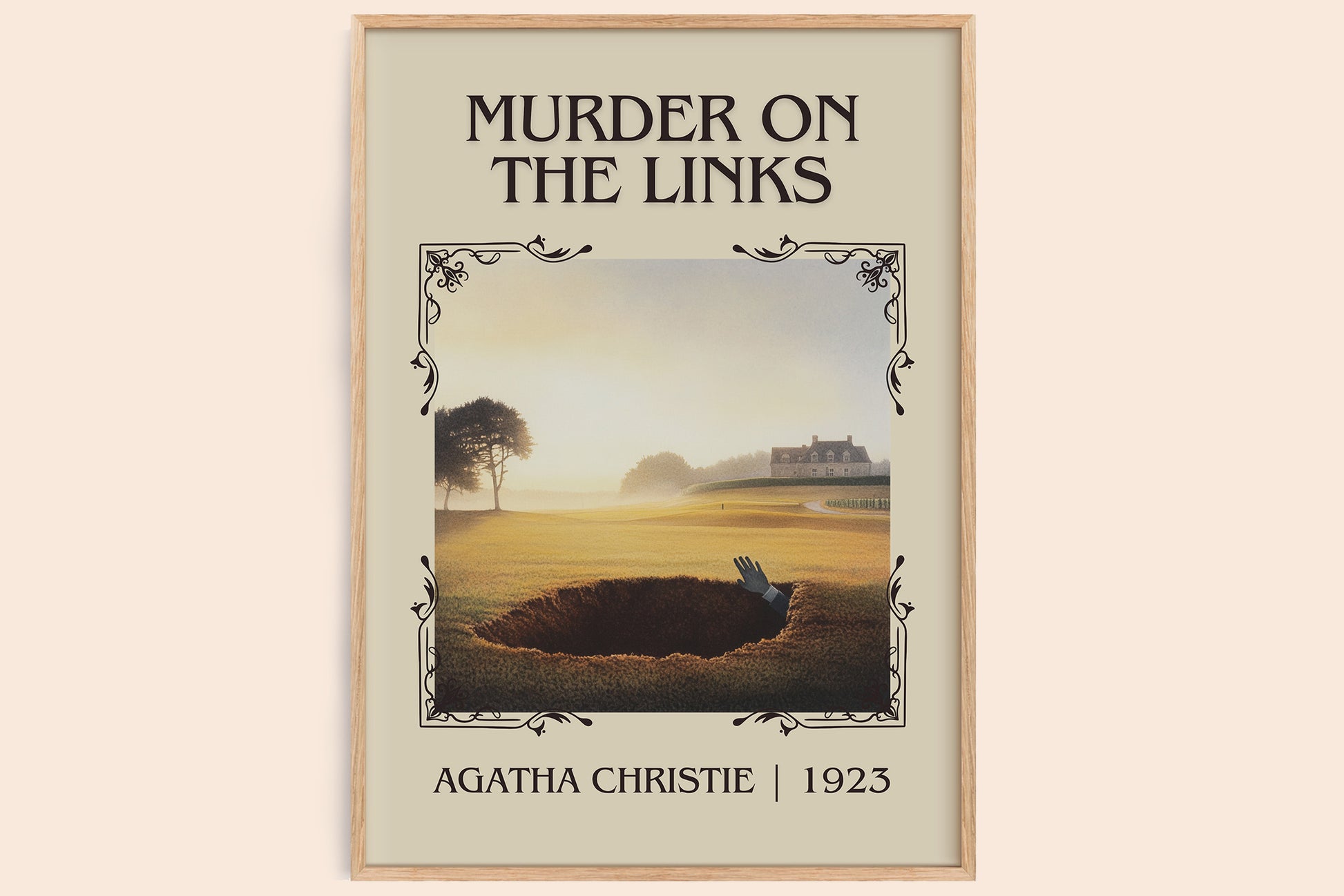 The Murder on the Links classic book art book poster by Agatha Christie – framed literary art print