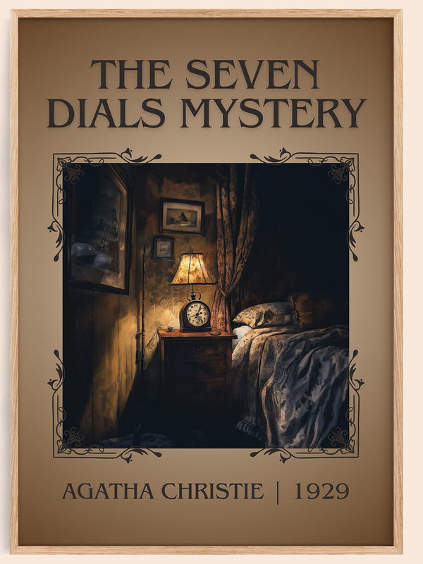The Seven Dials Mystery classic book art book poster by Agatha Christie – framed literary art print