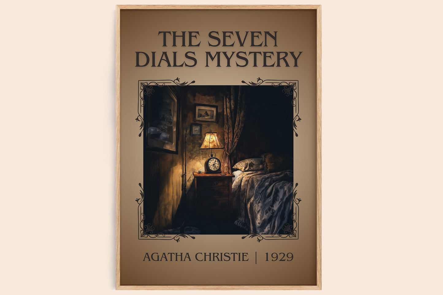 The Seven Dials Mystery classic book art book poster by Agatha Christie – framed literary art print