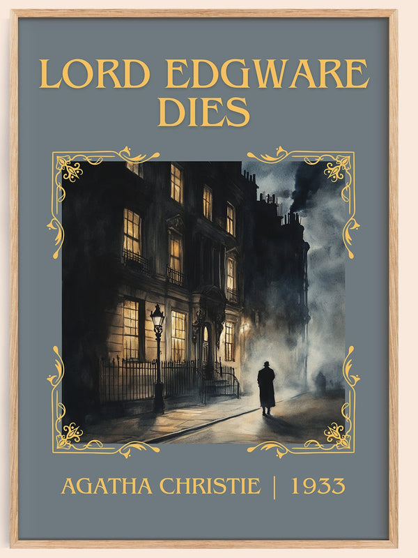 Lord Edgware Dies classic book art book poster by Agatha Christie – framed literary art print